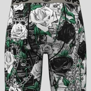PSD Black and White Rose Print Men's Underwear 3 Pack